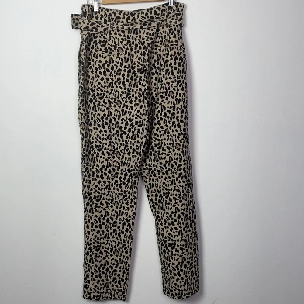 Zara Belted Animal Print Leopard Belted Trousers Pants NEW without Tags! Medium